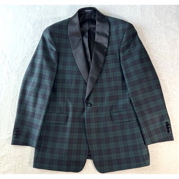 RARE Paul Fredrick Black Watch Plaid Tartan 311 Green Dinner Jacket Size 42 - Picture 12 of 14